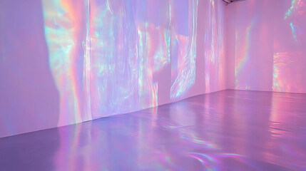 Poster - Iridescent holographic wall texture in modern interior design