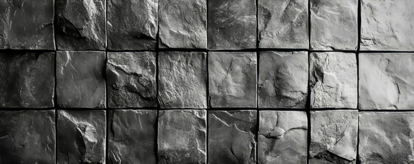 Poster - Texture of irregular square grid on uneven stone surface for design and background