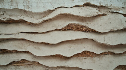 Poster - Layered adobe clay wall texture with natural rough patterns for design