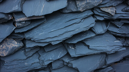 Poster - Natural texture of layered weathered black slate for background design