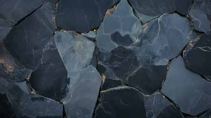 Poster - Close-up of rough black slate texture for natural stone background design