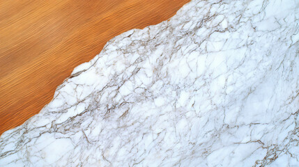 Poster - Light oak and white carrara marble tile texture for modern interior design
