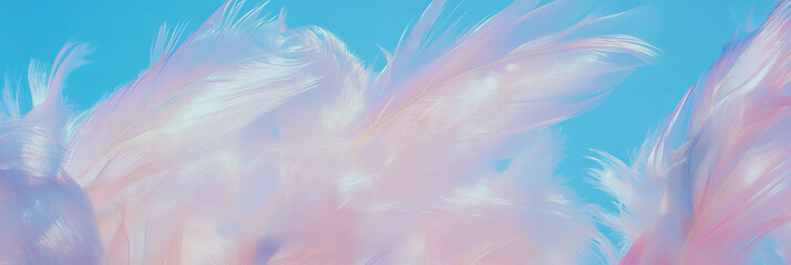 Aufkleber - Delicate feathering in soft pastel tones against blue sky