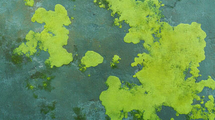 Aufkleber - Vibrant lime green moss on textured grey stone surface for natural background
