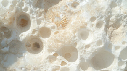Poster - Fossilized shells on limestone texture for natural design and earth science projects