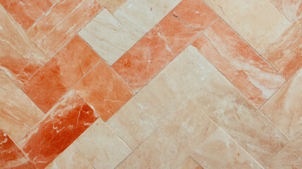 Poster - Elegant maple and beige marble herringbone tile pattern for interior design