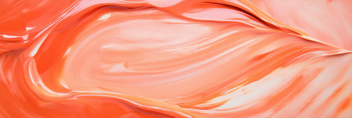 Poster - Abstract texture of matte orange paint with flowing brush strokes for artistic design