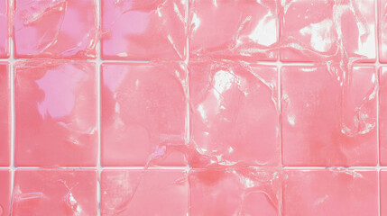 Poster - Matte pink tiles with white grout texture for interior design and home decor