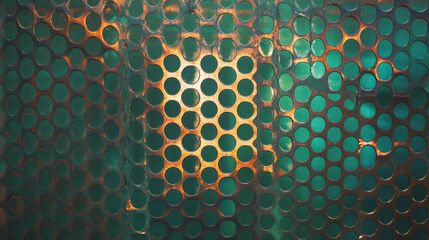 Poster - Artistic metal mesh texture with vibrant colored lighting for creative design projects