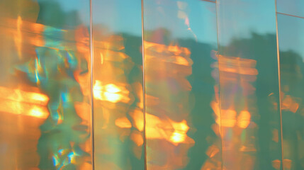 Aufkleber - Reflected light patterns on mirrored wall for abstract design and decoration