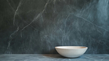 Aufkleber - Elegant minimalist design with grey marble tile background and modern white grout bowl