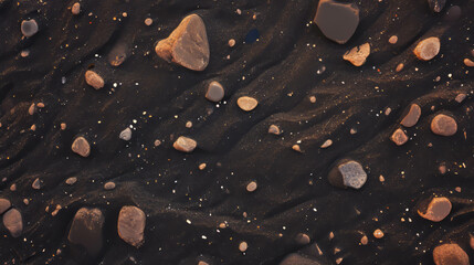 Poster - Earthy texture of mud wall with pebbles and stones for natural interior design