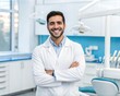 © Nasima10 - Portrait of a handsome hispanic male dentist posing at his clinic smiling to the camera