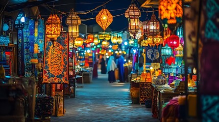 Exploring the Vibrant Night Market with Colorful Lanterns and Exotic Goods