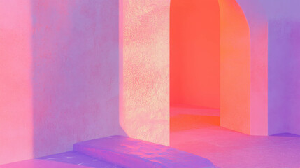 Aufkleber - Opalescent pink and violet texture on architectural wall with soft lighting