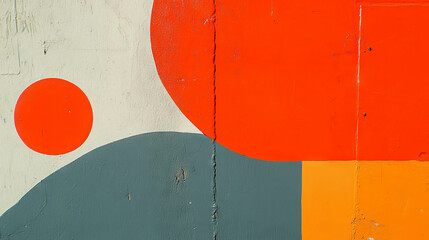 Poster - Retro abstract design of orange and grey painted wall texture