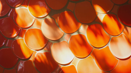 Poster - Vibrant orange penny tile texture with dark grout for interior design and decoration