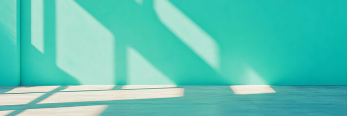 Poster - Serene pale blue wall texture with soft shadows for interior design and background aesthetics