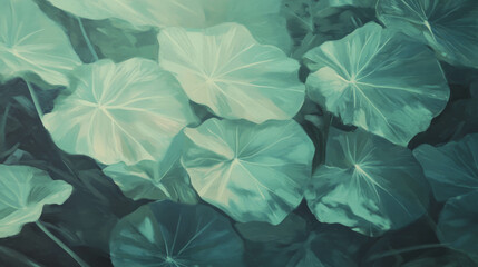 Poster - Elegant pattern of pale green leaves with delicate veins for nature-inspired designs