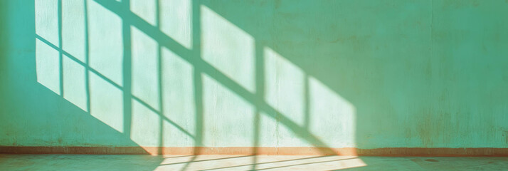 Poster - Soft green wall texture with sunlit shadows