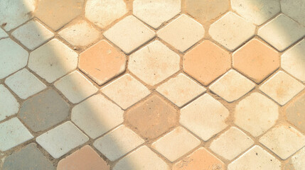 Poster - Geometric beige and dark brown patterned tiles for interior design