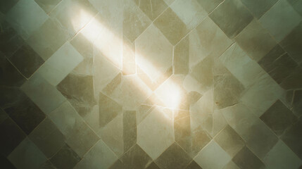 Poster - Subtle light on patterned beige tiles with dark accent