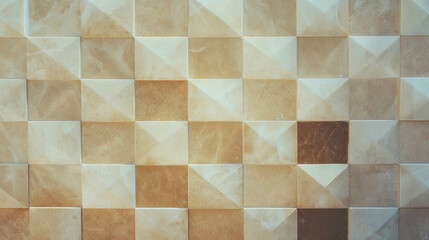 Poster - Geometric pattern of beige and dark brown tiles for interior design and decoration
