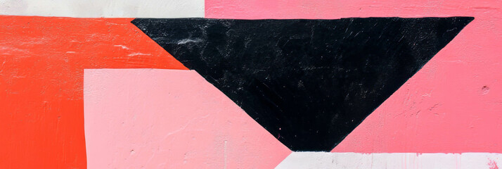 Poster - Abstract geometric pattern on pink and black wall for modern design