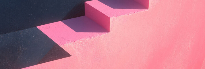 Poster - Geometric abstract design with pink and black wall texture for modern decor