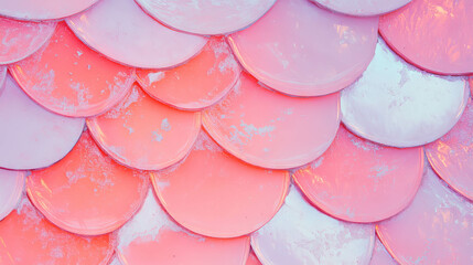Poster - Pink fish scale tiles texture with white grout for interior design