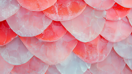 Poster - Vibrant pink fish scale tile texture with white grout for decorative design
