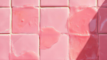 Poster - Pink tile texture with textured wallpaper background for interior design and decoration inspiration