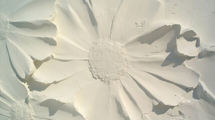 Poster - Elegant daisy floral carving in plaster wall texture for interior decorating