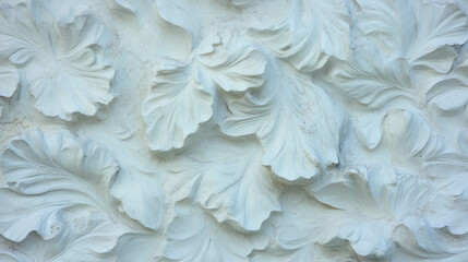 Aufkleber - Intricate carved floral patterns on textured plaster wall for elegant design and decoration
