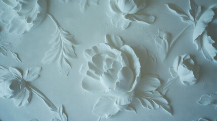 Poster - Elegant floral plaster wall texture for interior design and decoration