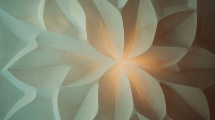 Poster - Intricate geometric flower motif on plaster wall