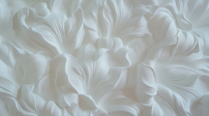Poster - Elegant embossed lily floral texture on plaster wall for interior design