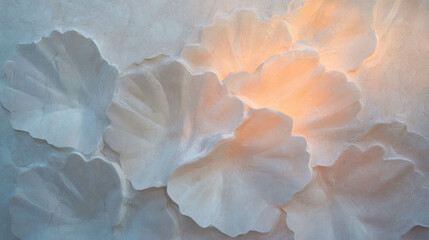 Poster - Elegant plaster wall texture with raised bold floral design for interior decoration