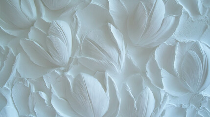 Poster - Elegant plaster wall texture with raised tulip floral design for interior decor