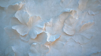 Aufkleber - Elegant plaster wall with floral textured design for interior decoration