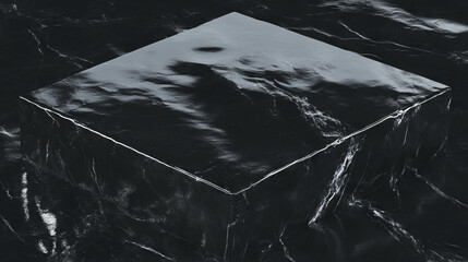 Poster - Polished black slate texture with smooth reflections for material and surface design