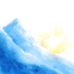 Poster - Serene Mountain Sunrise Abstract Watercolor Painting.