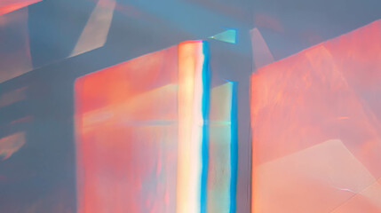 Poster - Vibrant prismatic texture of blue and red wall with rainbow light effects