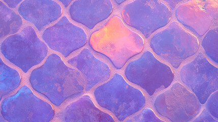 Poster - Purple arabesque tile pattern with light grout for interior design