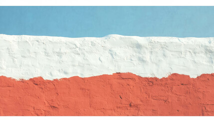Poster - Colorful painted brick wall with white and red textured surface under clear sky