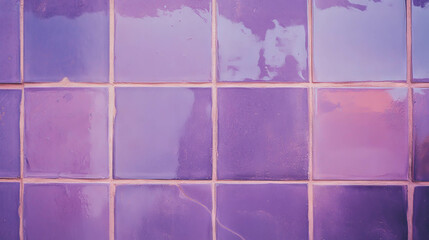Poster - Vibrant purple tiled surface with light grout for interior design and architecture
