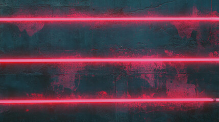 Poster - Neon glowing brick wall texture with red stripes for modern design background