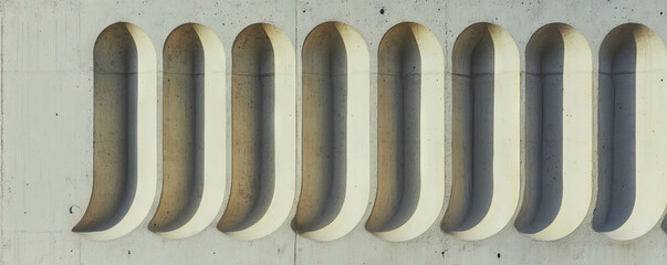 Poster - Architectural design with rounded vertical ribs on concrete surface