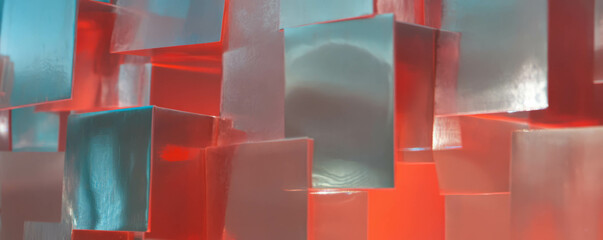 Poster - Abstract composition with ruby and sapphire colored glass panels