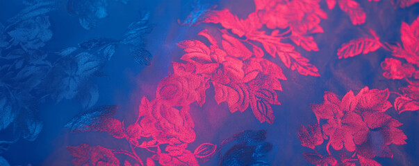 Poster - Vibrant ruby and sapphire textured floral pattern for decorative wall design